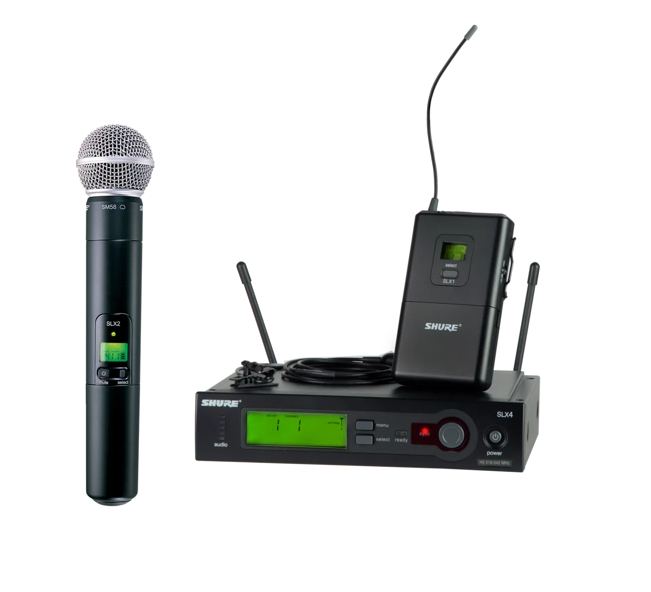 Shure SLX handheld microphone with easy set-up and high audio quality wireless system